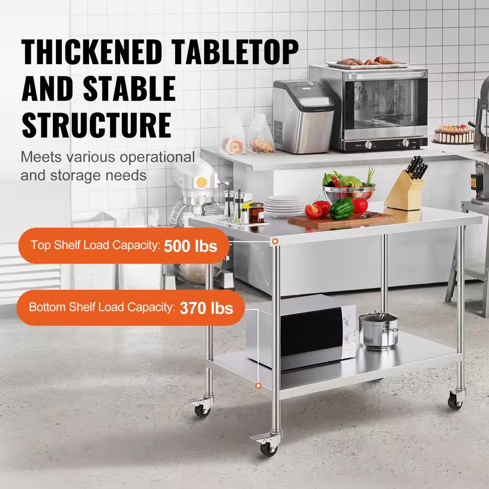 AUCT 14399 - $160 30 x 48 x 38 in. Stainless Steel Work Table, Heavy Duty - Image 3