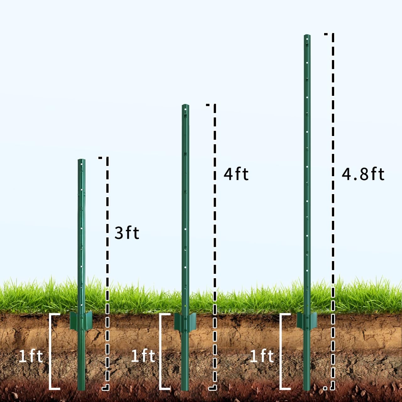 AUCT 14475 - $80 Metal Fence Post 4 Feet Green, Pack of 20, T Post for Wi - Image 2