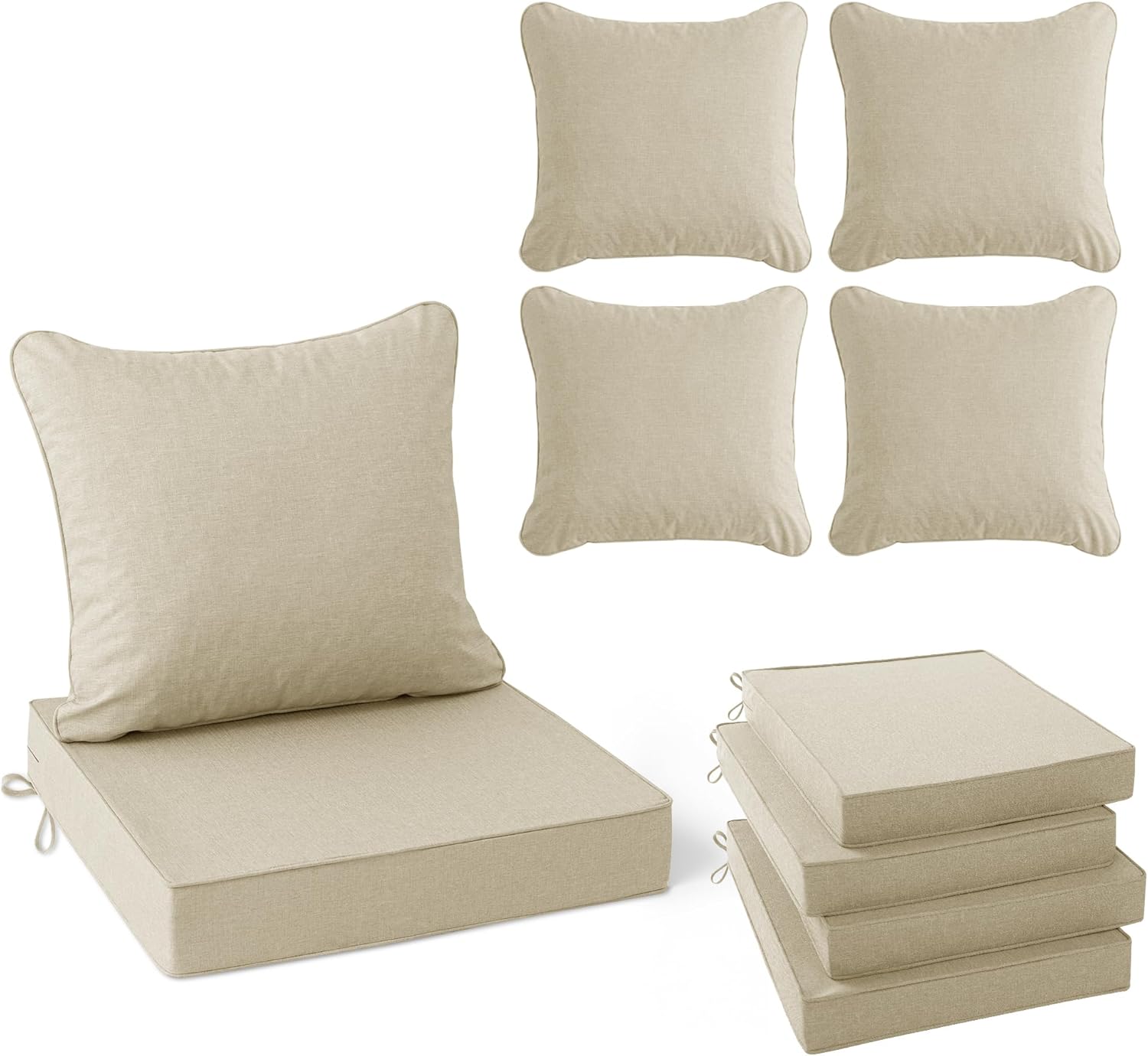 AUCT 16485 - $126 Summsun Patio Chair Cushions Set of 4, Faux Linen Outdoor Furniture Cushions, Water R