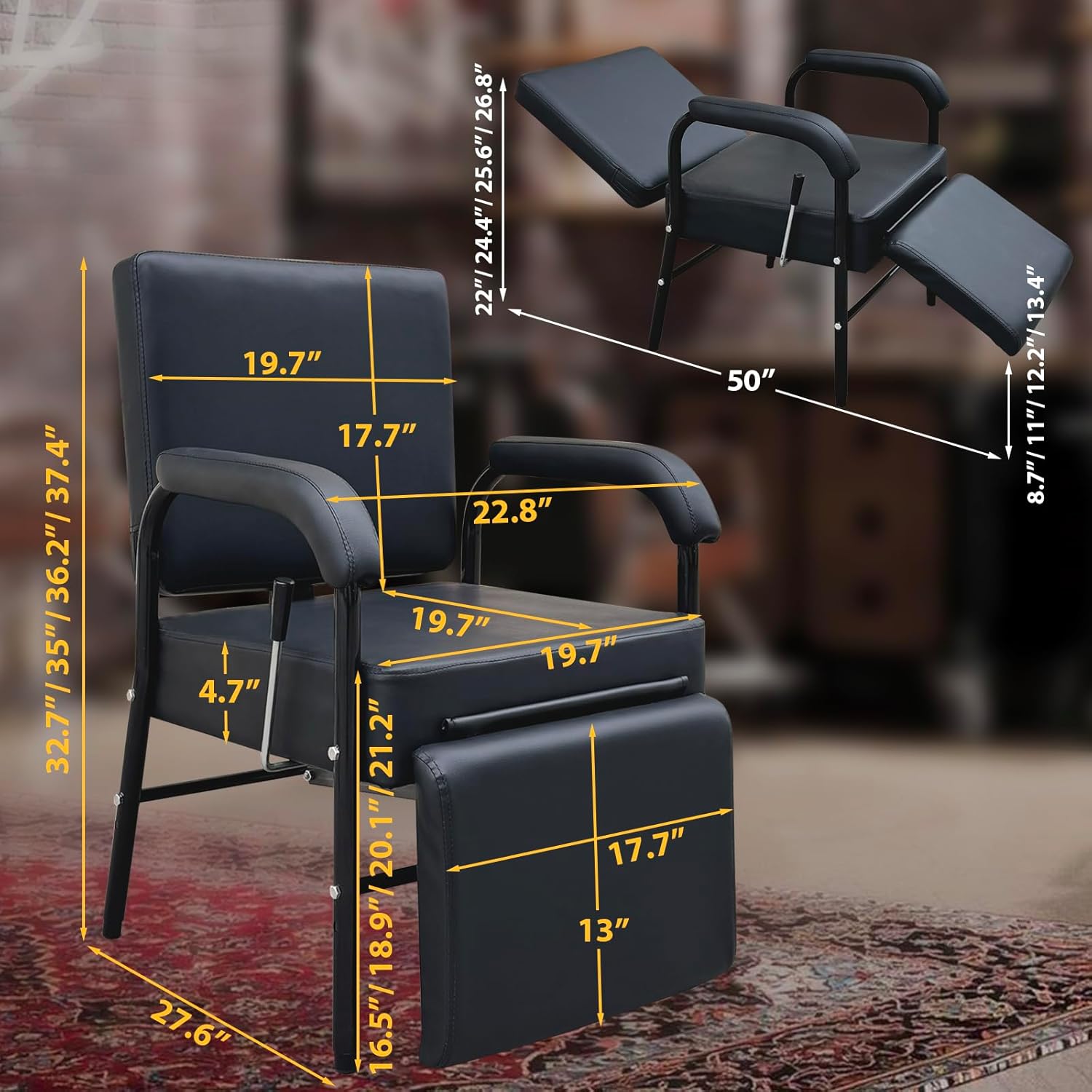 AUCT 16207 - $190 Reclining Shampoo Chairs Adjustable Height Shampoo Chairs for Salon Barber Chair Hair - Image 2