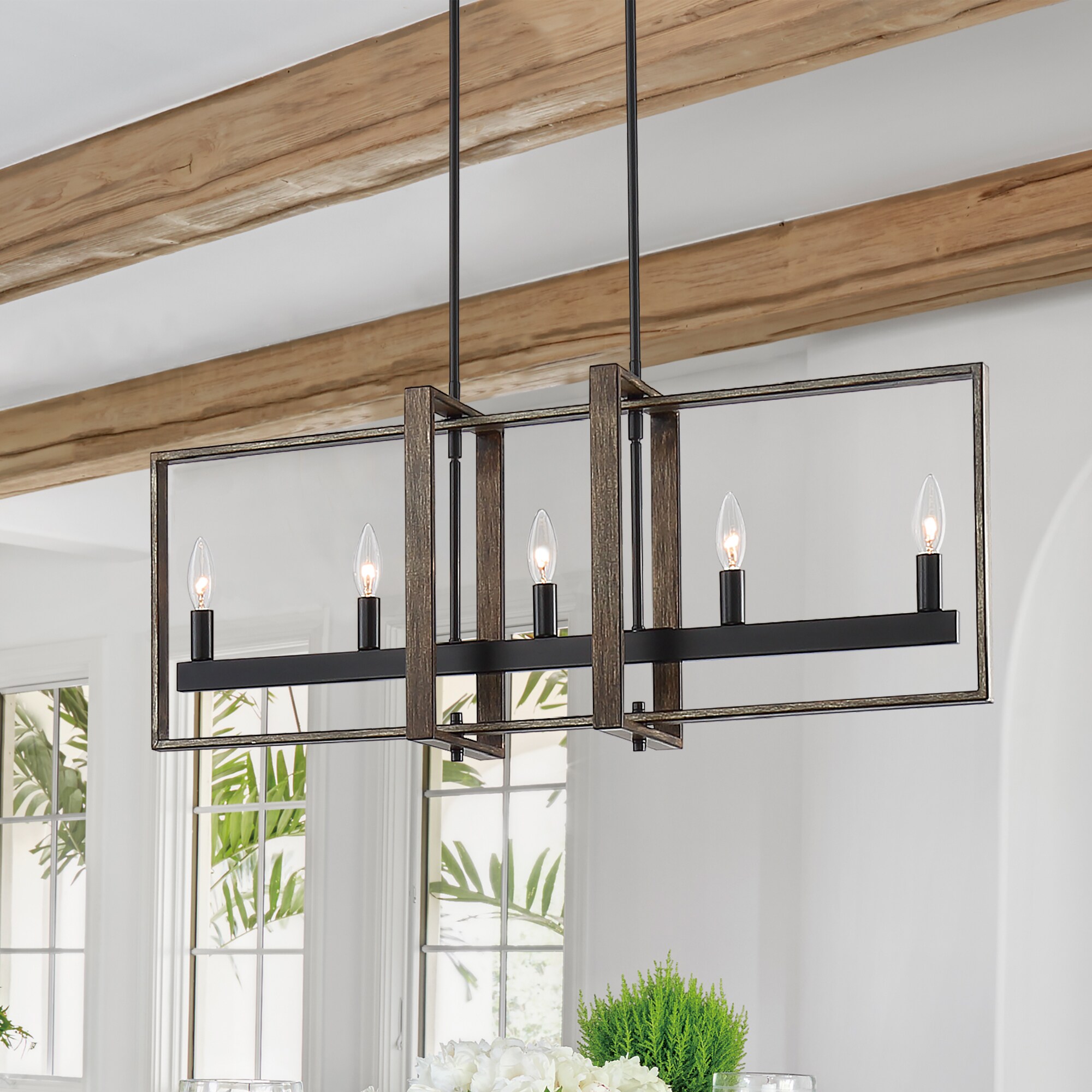 AUCT 14840d - $160 ACROMA Waterbury 6-Light Distressed Brown Farmhouse Bar - Image 2