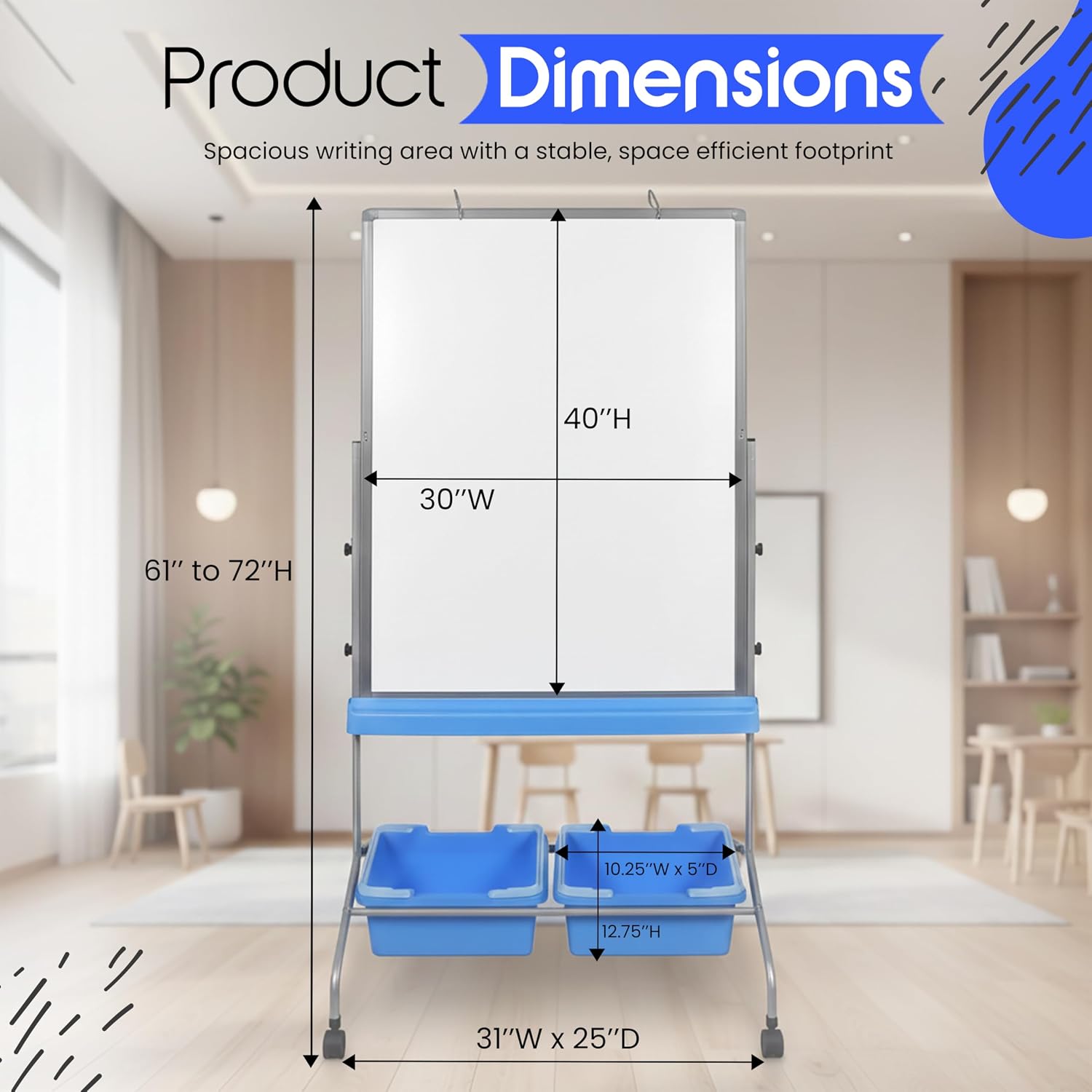 AUCT 16087 - $206 LUXOR Classroom Chart Stand with Storage Bins - Image 3