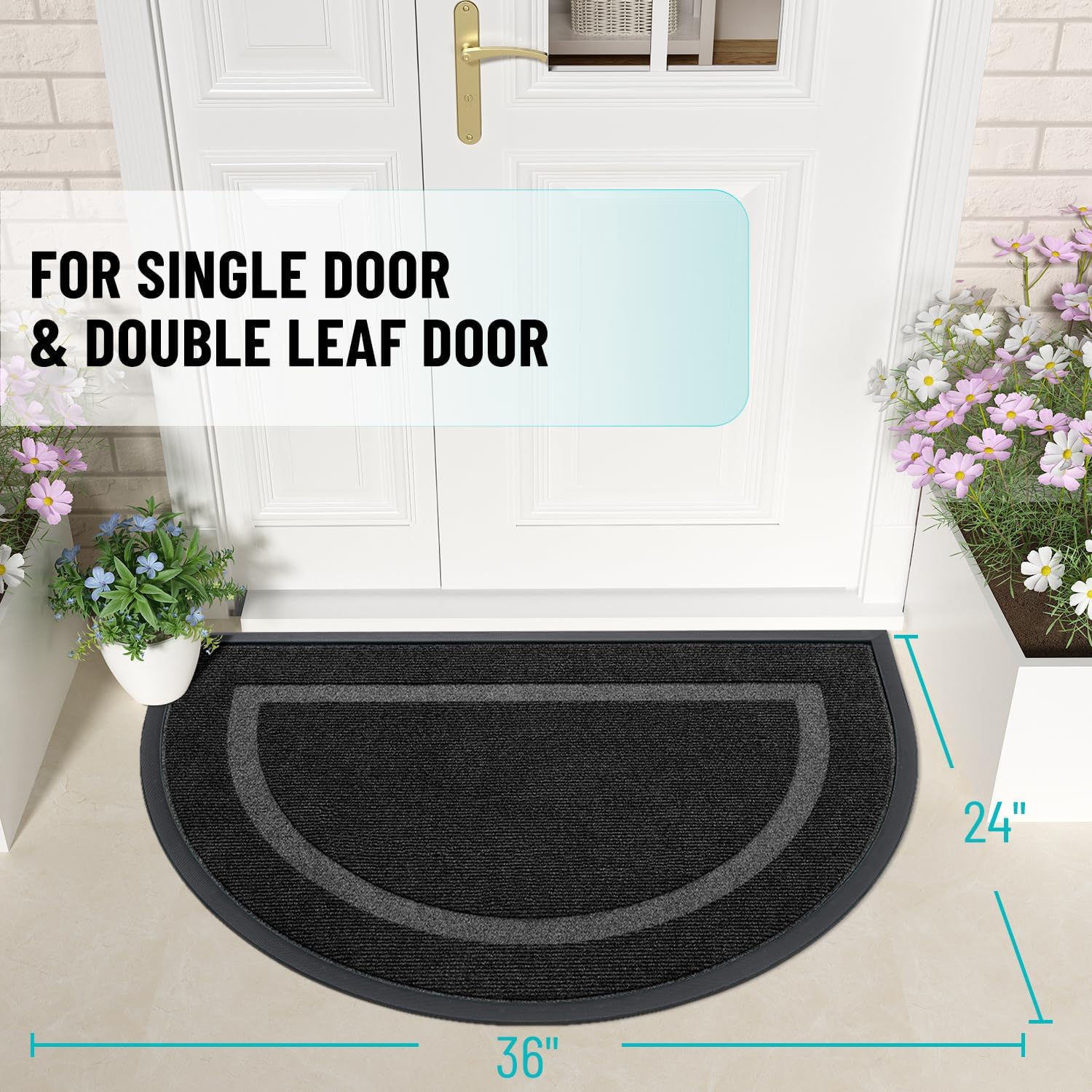 AUCT 14400 - OLANLY Half Circle Door Mat Indoor Outdoor Entrance Welcome, - Image 2