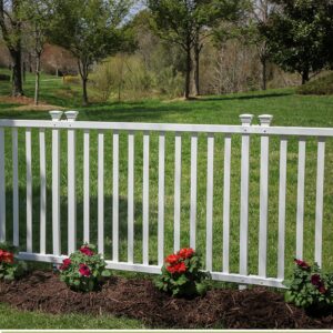AUCT 17105 - $54 Zippity Baskenridge Picket Fence Panels, White Vinyl DIY No Dig Kit | 3ftH x 3.5ftW, 2