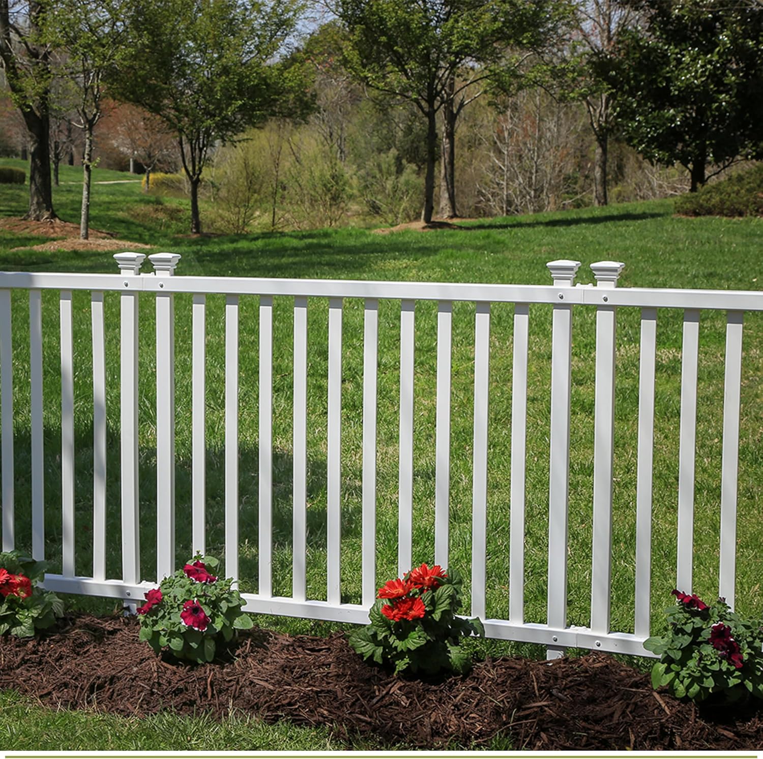 AUCT 17105 - $54 Zippity Baskenridge Picket Fence Panels, White Vinyl DIY No Dig Kit | 3ftH x 3.5ftW, 2
