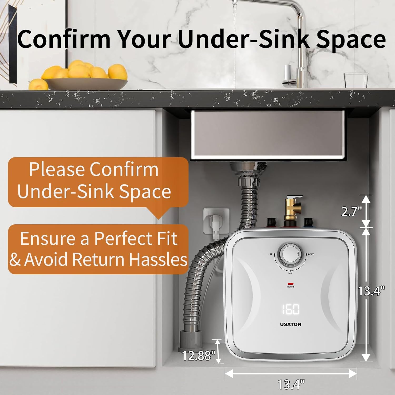 AUCT 14426 - $219 2.5 Gallon Hot Water Heater Electric - Compact Under Si - Image 3