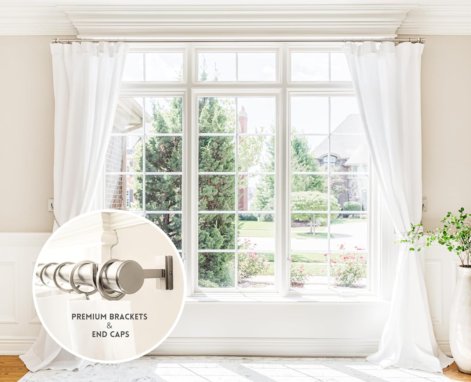 AUCT 14466 - $99 BlastHome Non-Adjustable Luxury Curtain Rods for Window - Image 2