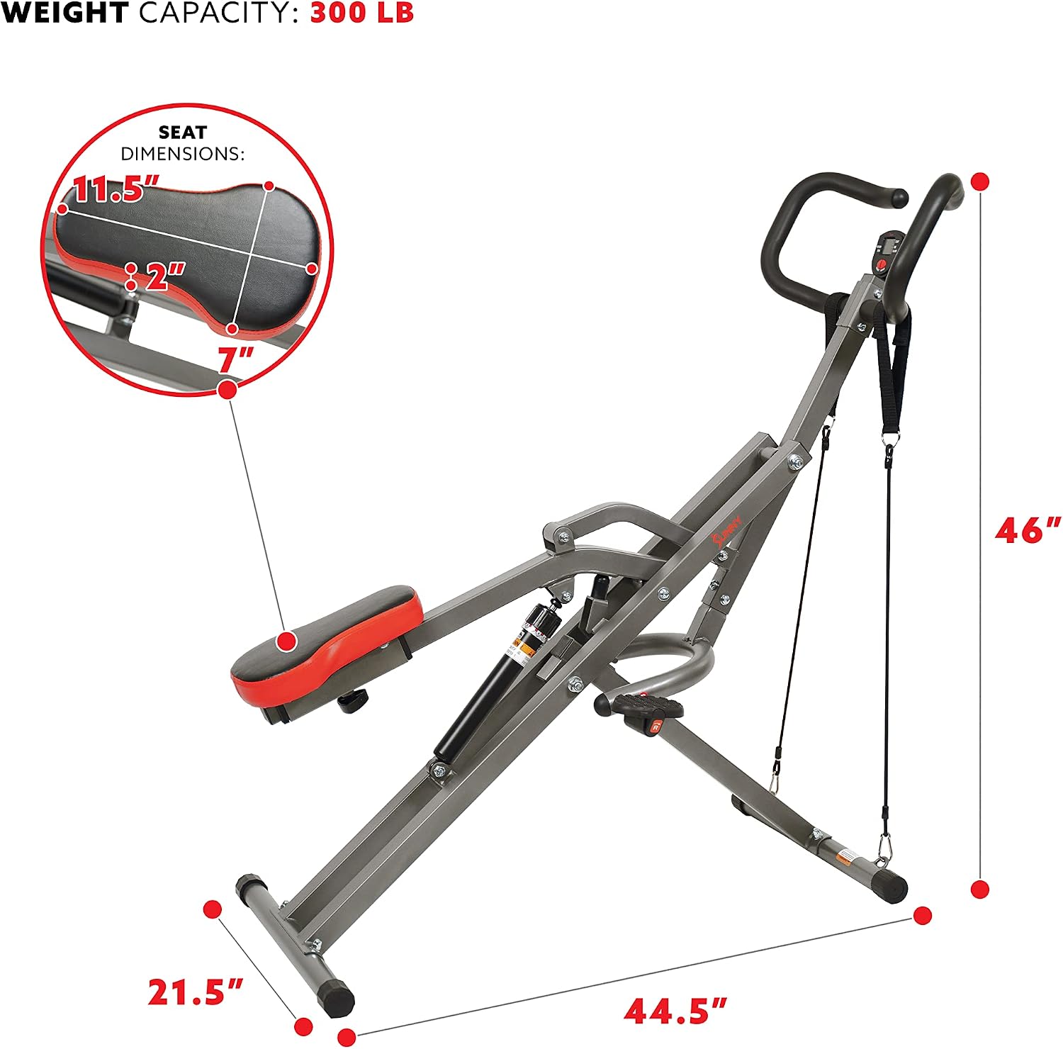 AUCT 17104 - $137 Sunny Health & Fitness Row-N-Ride PRO, Full Body Combo Squat Machine w/Optional Resis - Image 4