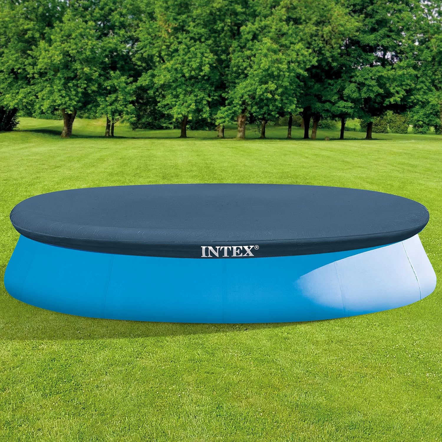 AUCT 17458 - INTEX 28022E Pool Cover: For 12ft Round Easy Set Pools Includes Rope Tie Drain Holes - Image 4