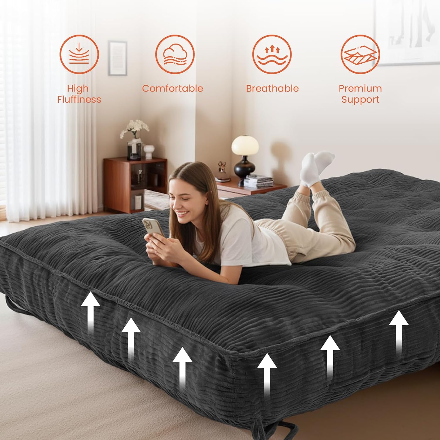 AUCT 14852 - $115 8" Futon Mattress Full Size, Futons Sofa Bed Sleeper Co - Image 3