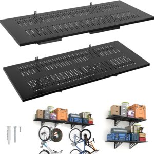 AUCT 16980 - $109 2 Pack 1.5x4ft Heavy Duty Garage Wall Shelving Storage Rack, Black | Wall Mounted, St