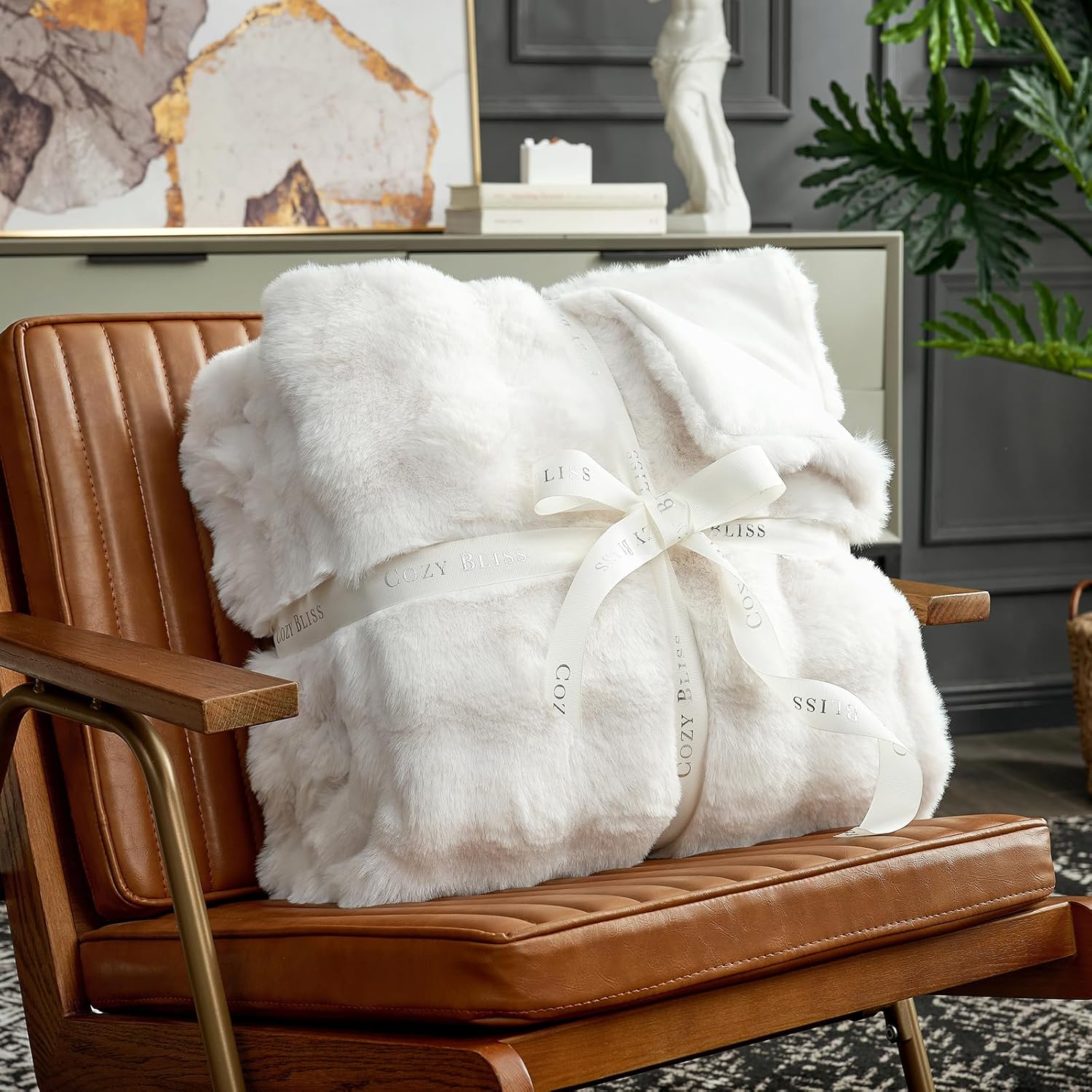 AUCT 14405 - $53 Cozy Bliss Faux Fur Throw Blanket for Couch, Fuzzy Soft - Image 3