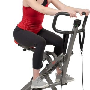 AUCT 17104 - $137 Sunny Health & Fitness Row-N-Ride PRO, Full Body Combo Squat Machine w/Optional Resis
