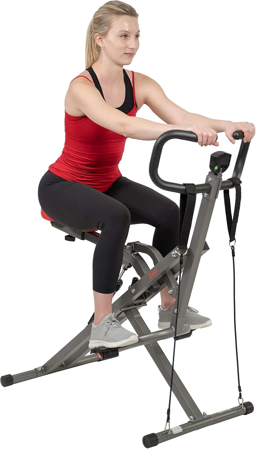 AUCT 17104 - $137 Sunny Health & Fitness Row-N-Ride PRO, Full Body Combo Squat Machine w/Optional Resis