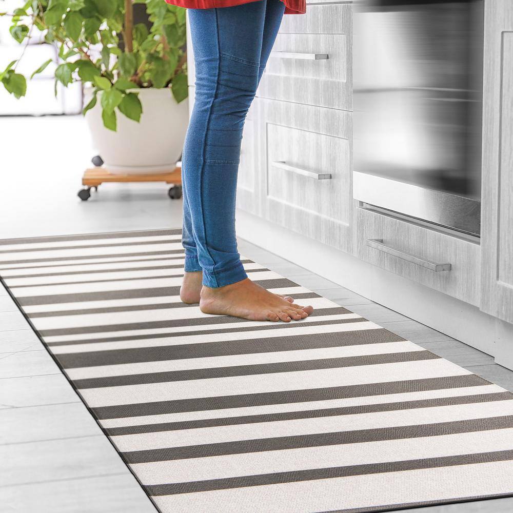 AUCT 14841d - $69 Contemporary Striped Gray 18 in. x 47 in. Anti-Fatigue S - Image 3