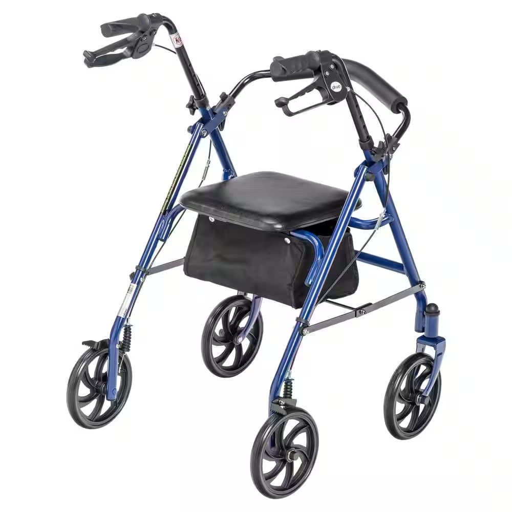 AUCT 17225 - $67 Four Wheel Rollator Rolling Walker with Fold Up Removable Back Support, Blue - Image 4