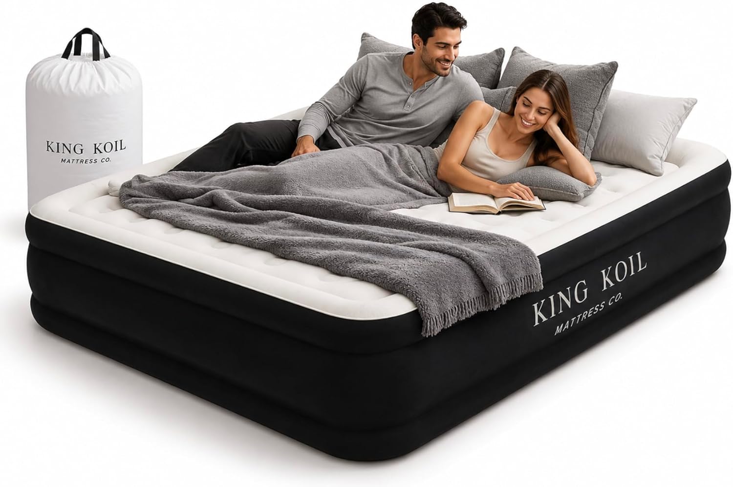 AUCT 17050 - $145 King Koil 20" California King Air Mattress with Built-in High-Speed Pump - CNN Unders