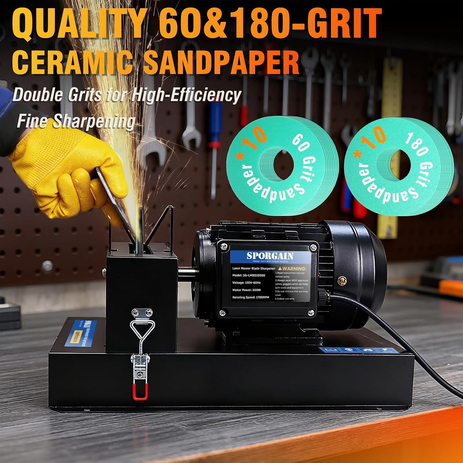 AUCT 14480 - $250 SporGain Lawn Mower Blade Sharpener 2/3 HP, Lawnmower B - Image 4