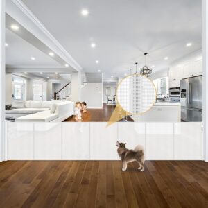 AUCT 16810 - $129 Reinforced 42" Tall x 195" Extra Wide Retractable Baby Gate with Support Rods - Preve