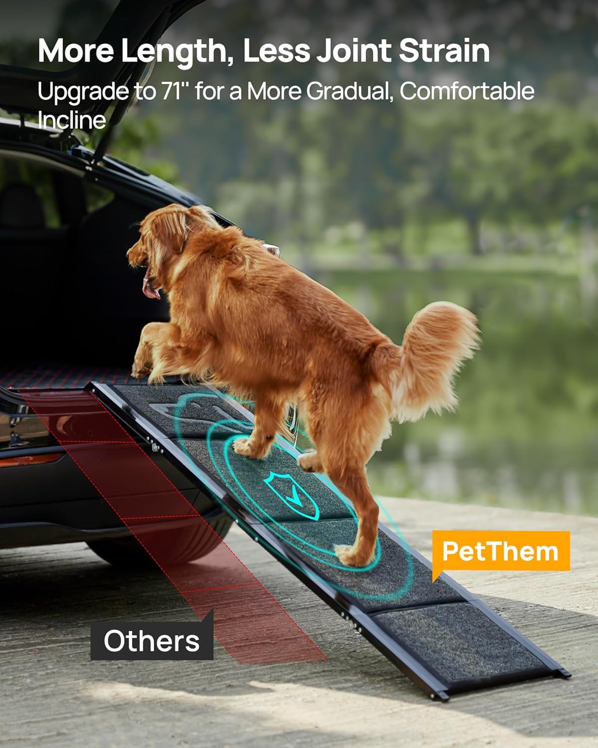 AUCT 17350 - $110 Dog Ramp for Car, 71" L 19.7" W, Extra-Long Extra-Wide Foldable | Extra-Long for a - Image 2