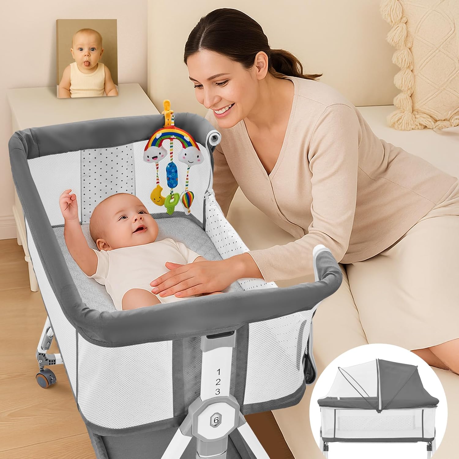 AUCT 14779 - $98 4-in-1 Baby Bassinets Bedside Sleeper, Bedside Bassinet
