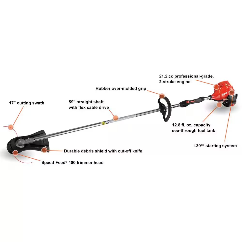 AUCT 14847we - $229 ECHO 21.2 cc Gas 2-Stroke Straight Shaft String Trimmer - Image 3