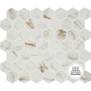 AUCT 16868 - $443 5 cases - Daltile Maisto Safari Calacatta 10 in. x 12 in. Matte Ceramic Hexagon Mosai