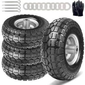 AUCT 18967 - $52 4.10/3.50-4 Tire and Dolly Wheel Flat Free - Solid Rubber Hand Truck Wheels 5/8" Axle
