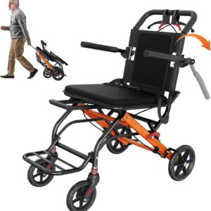 AUCT 18356 - $125 Lightweight Foldable Transport Wheelchair, Portable Travel Wheelchair | Compact Trans