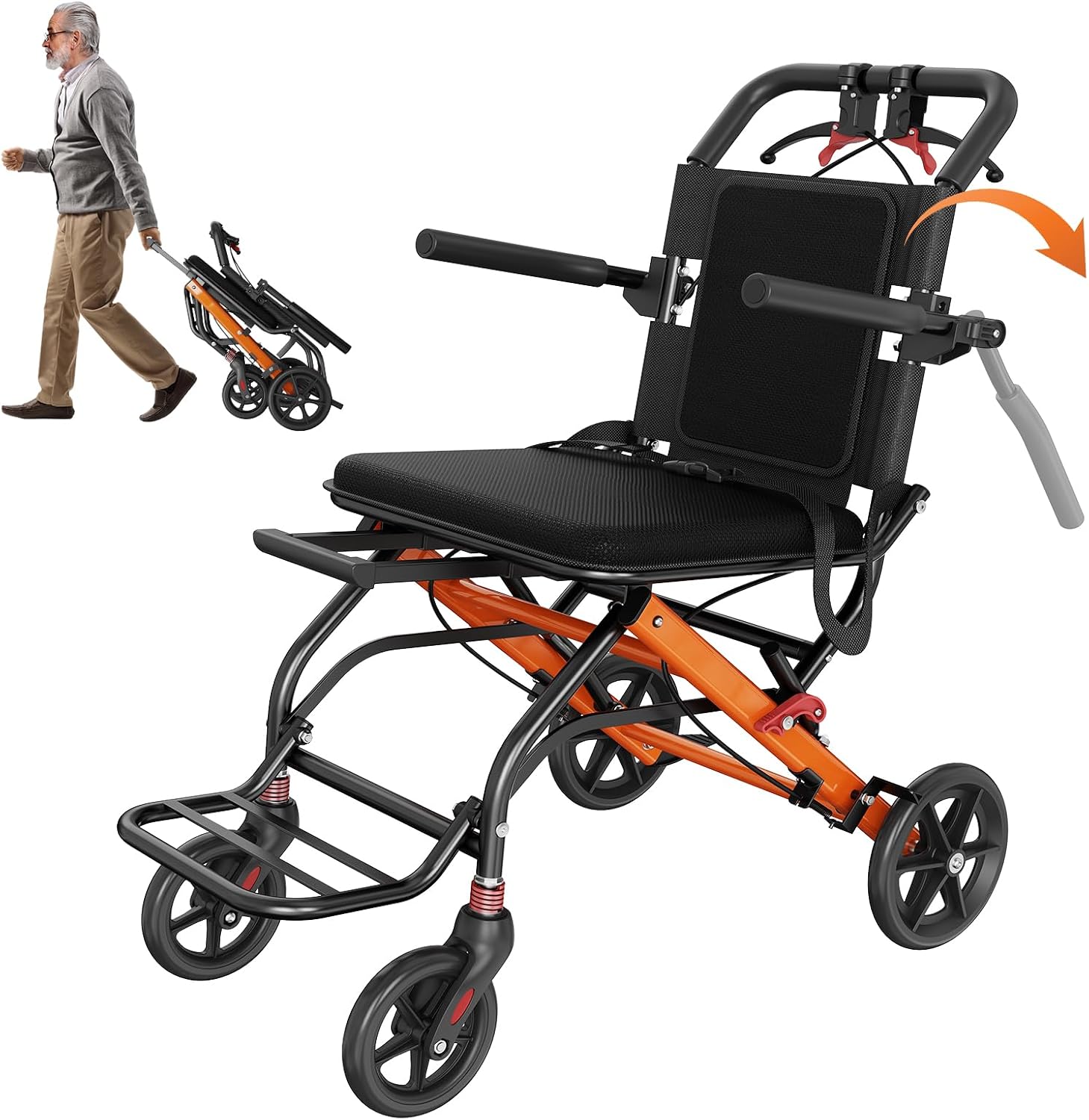 AUCT 18356 - $125 Lightweight Foldable Transport Wheelchair, Portable Travel Wheelchair | Compact Trans