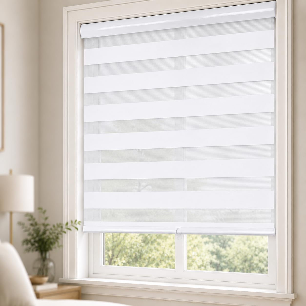 AUCT 18991 - $52 ShadesU Cordless Zebra Blinds Roller Shades, White, 25.5" W x 72" H