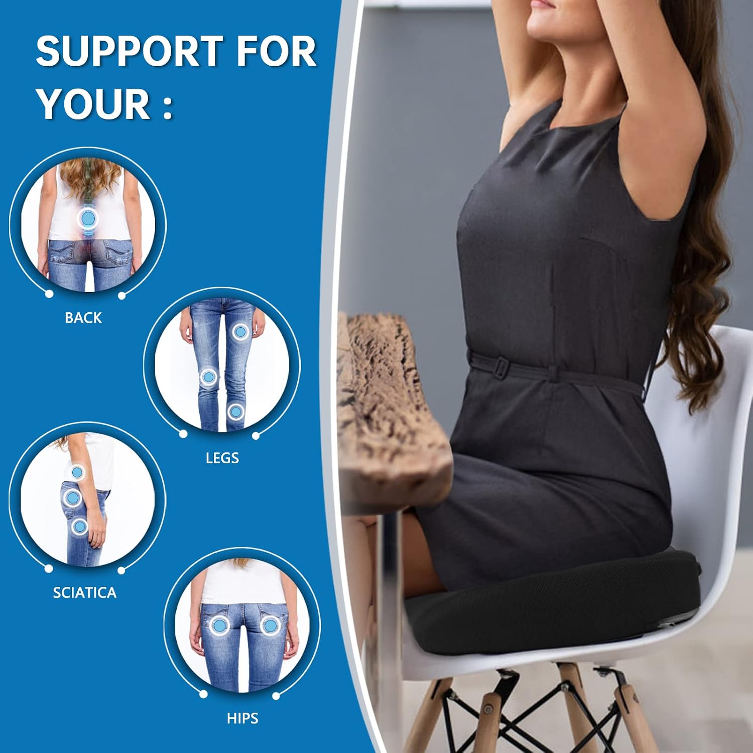AUCT 18564 - $52 YOUFI Thick Memory Foam & Gel Seat Cushion, 18"X16"X4" Large Chair Cushion for Wheelch - Image 4