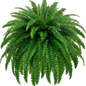 AUCT 18548 - GYERB 47" Large Artificial Boston Fern Plants for Outdoor Indoor, Fake Ferns for Front Por