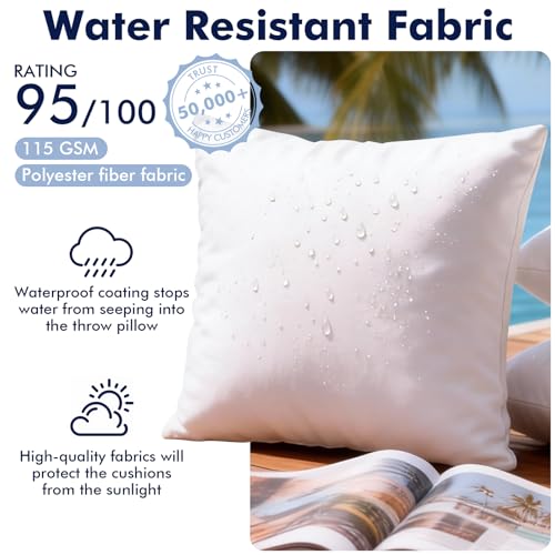 AUCT 18945 - Set of 4 18x18 Outdoor Pillows, Water Resistant Throw Pillow Insert - Image 4