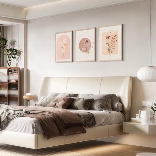 AUCT 18806 - $62 MochaMilly 3Pcs Framed Watercolor Flower Wall Art Wildflower Floral Wall Decor Picture - Image 2