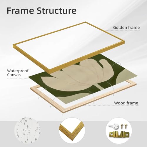 AUCT 19175m - $92 Large Gold Framed White Tulip Canvas Poster Green Modern Botanical Wall Art Elegant Fl - Image 2
