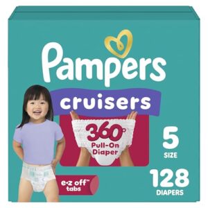 AUCT 18894 - $52 Pampers Diapers - Cruisers 360 - Size 5, 128 Count, Babyproof up to 100% Leakproof Pul