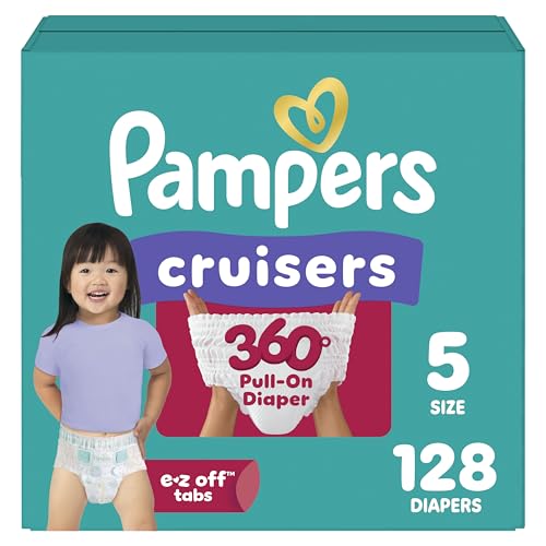 AUCT 18894 - $52 Pampers Diapers - Cruisers 360 - Size 5, 128 Count, Babyproof up to 100% Leakproof Pul