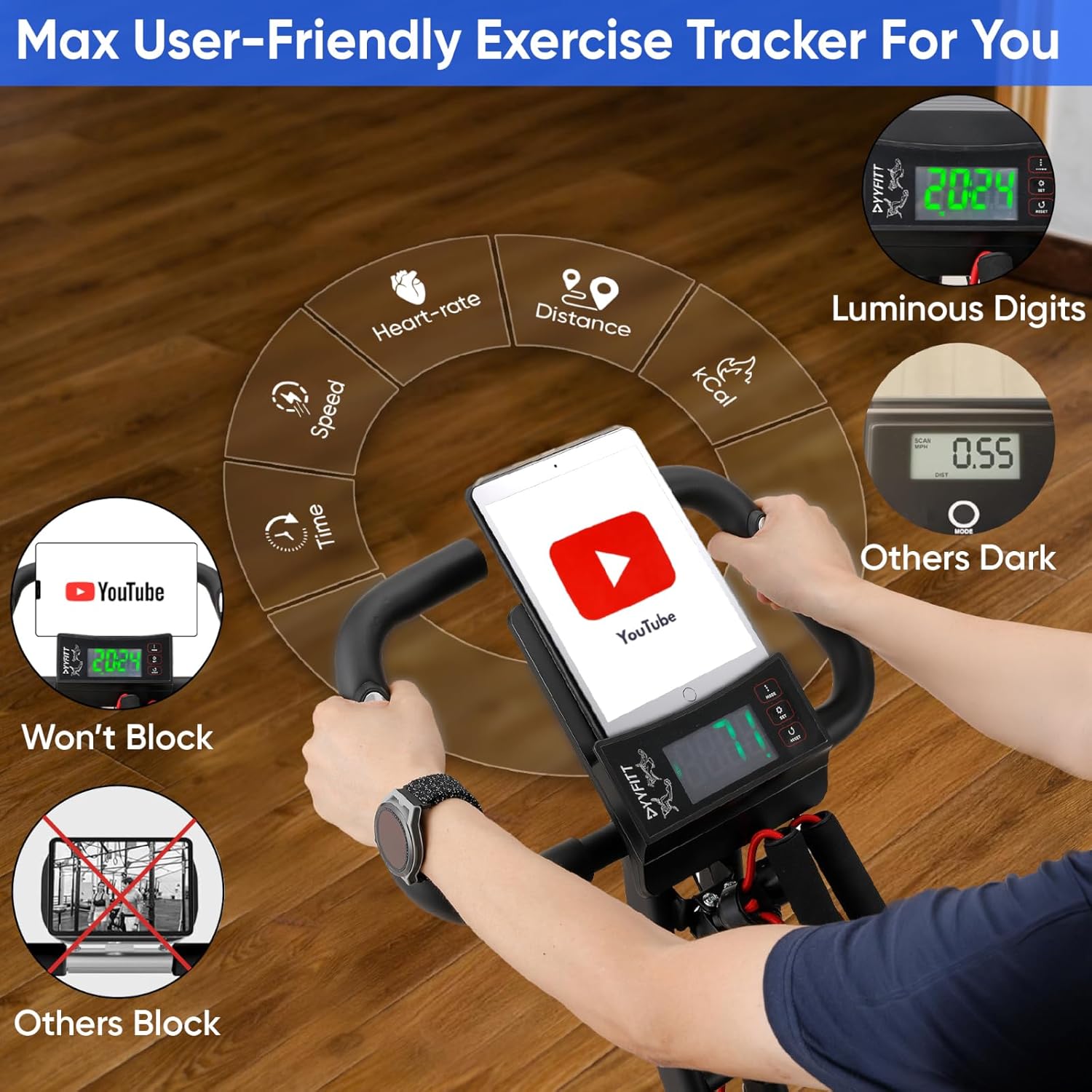 AUCT 19494 - $200 YYFITT 3-IN-1 Exercise Bike with Luminous Display | Foldable | XXL Backrest - Image 2