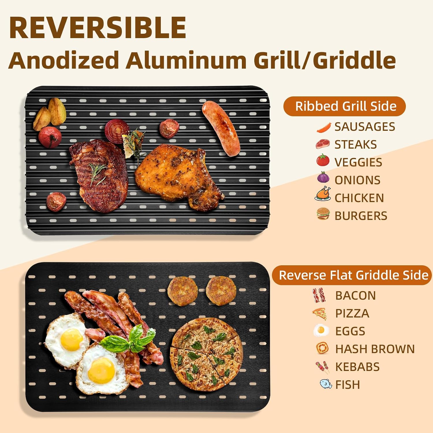 AUCT 18383 - $90 BAC772 18.25'x11.5' Sear Grate Grill Accessory, Reversible Grill Grate Compatible with - Image 2