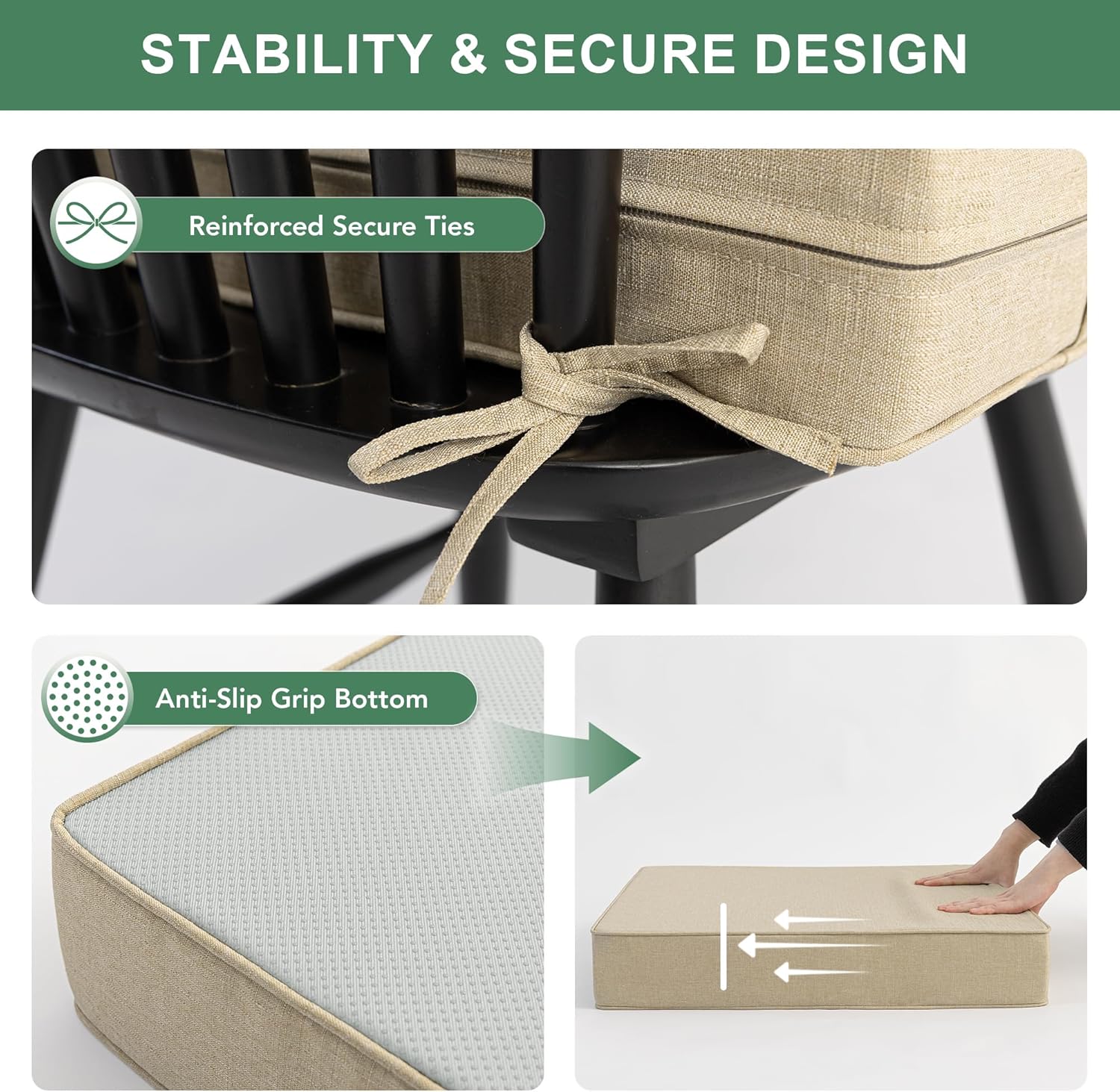 AUCT 20157 - $112 Summsun Outdoor Chair Cushions Set of 4, Faux Linen Patio Furniture Cushions, Water R - Image 4