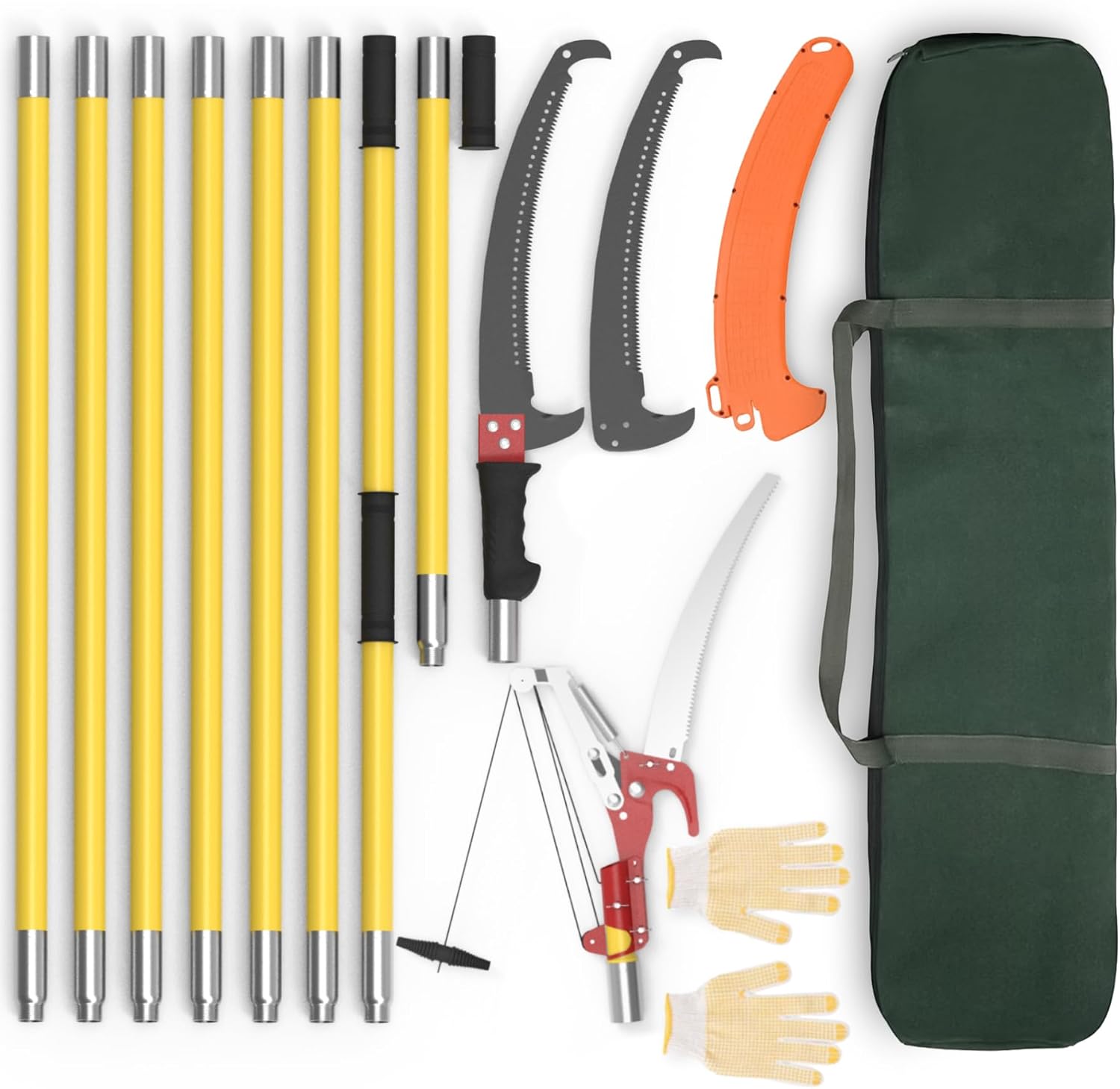 AUCT 17806 - $80 7.3-27FT Extendable Long Handle Pole Saw with Blade and Branch Scissors | extendable p