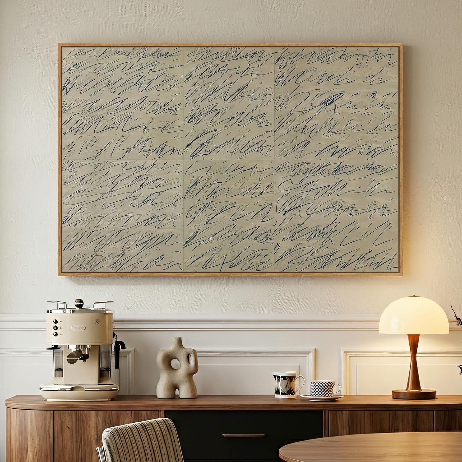 AUCT 18305 - $80 Framed Modern Neutral Beige Abstract Wall Art, Minimalist Canvas Prints Paintings for