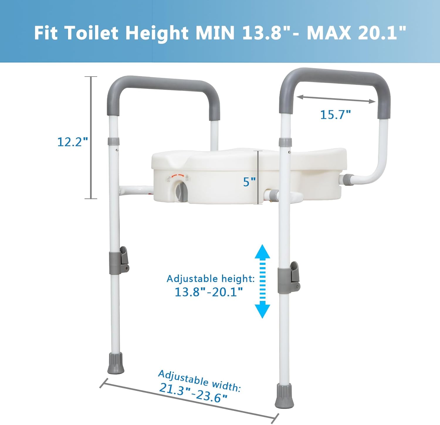 AUCT 18376 - $90 Raised Toilet Seat with Handles for Seniors, 5-inch Rise | Toilet Seat Risers for Seni - Image 3