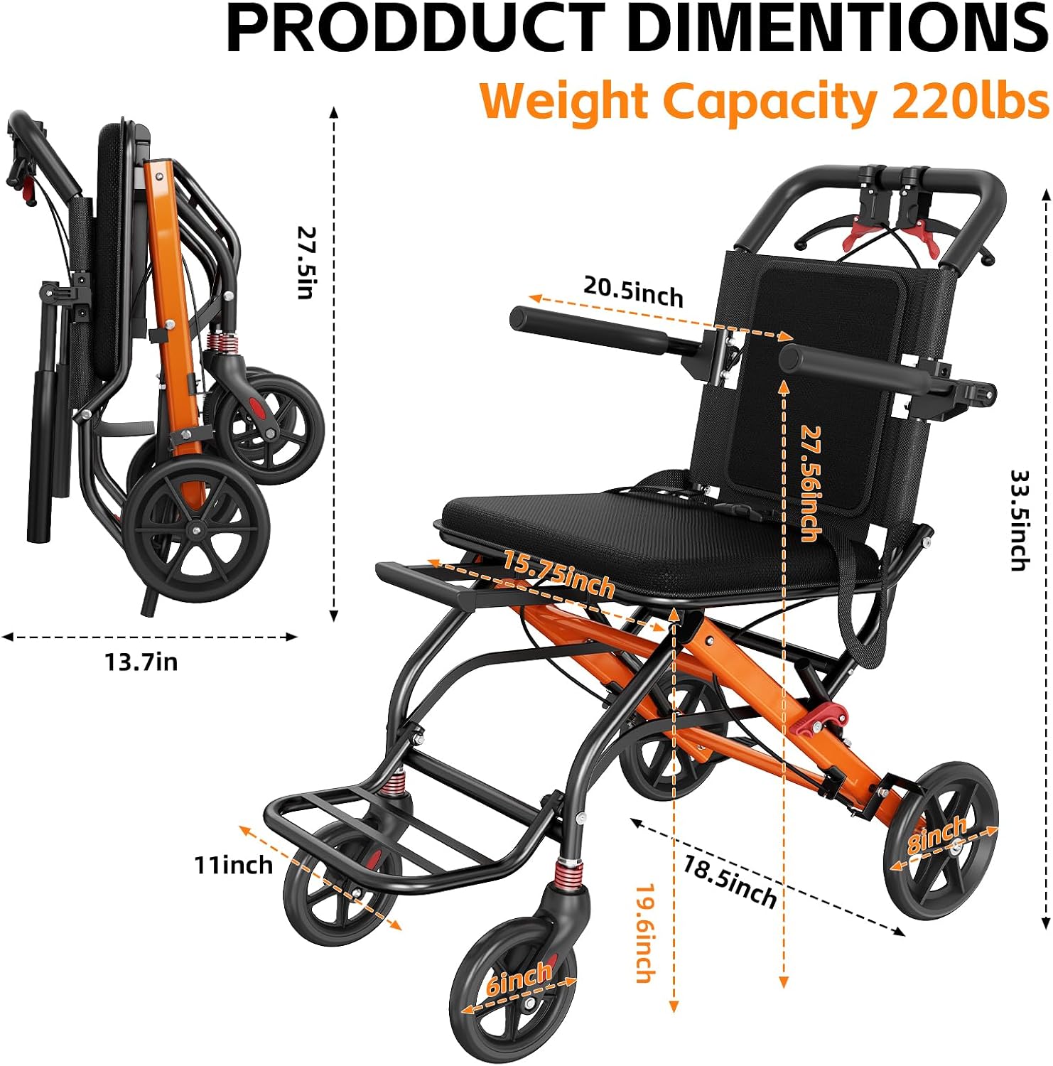 AUCT 18356 - $125 Lightweight Foldable Transport Wheelchair, Portable Travel Wheelchair | Compact Trans - Image 2