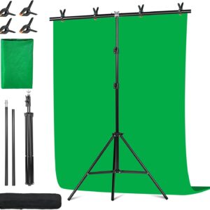 AUCT 19375 - Green Screen Backdrop Kit, 6.5x5 Ft FT T-Shape Stand for Photography