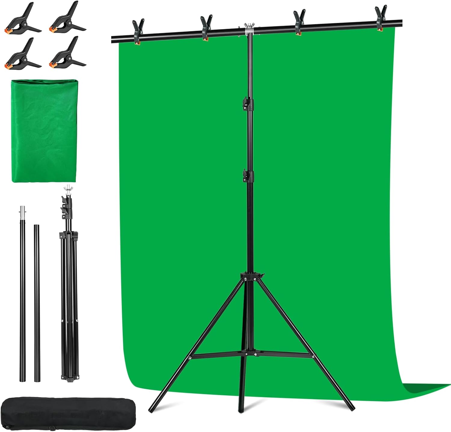 AUCT 19375 - Green Screen Backdrop Kit, 6.5x5 Ft FT T-Shape Stand for Photography