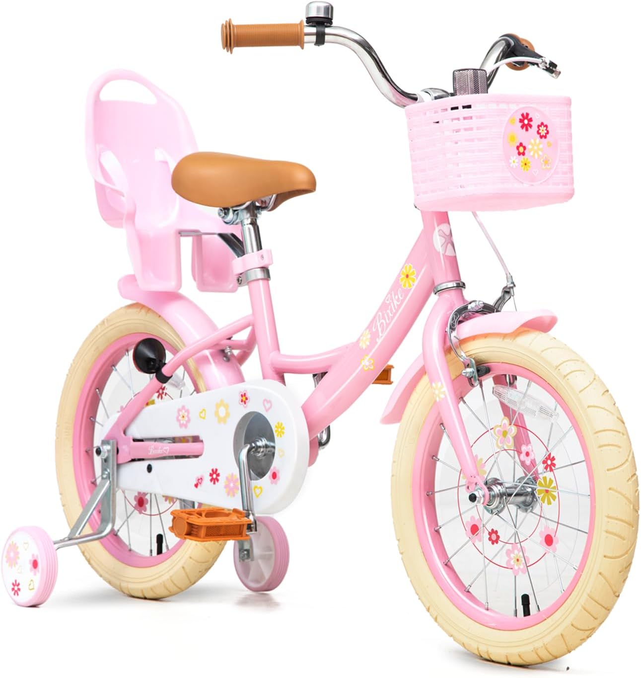 AUCT 19595 - $128 Bixike Girls Bike with Basket for Toddlers and Kids Aged 3-14 Years Old, 12 14 16 18