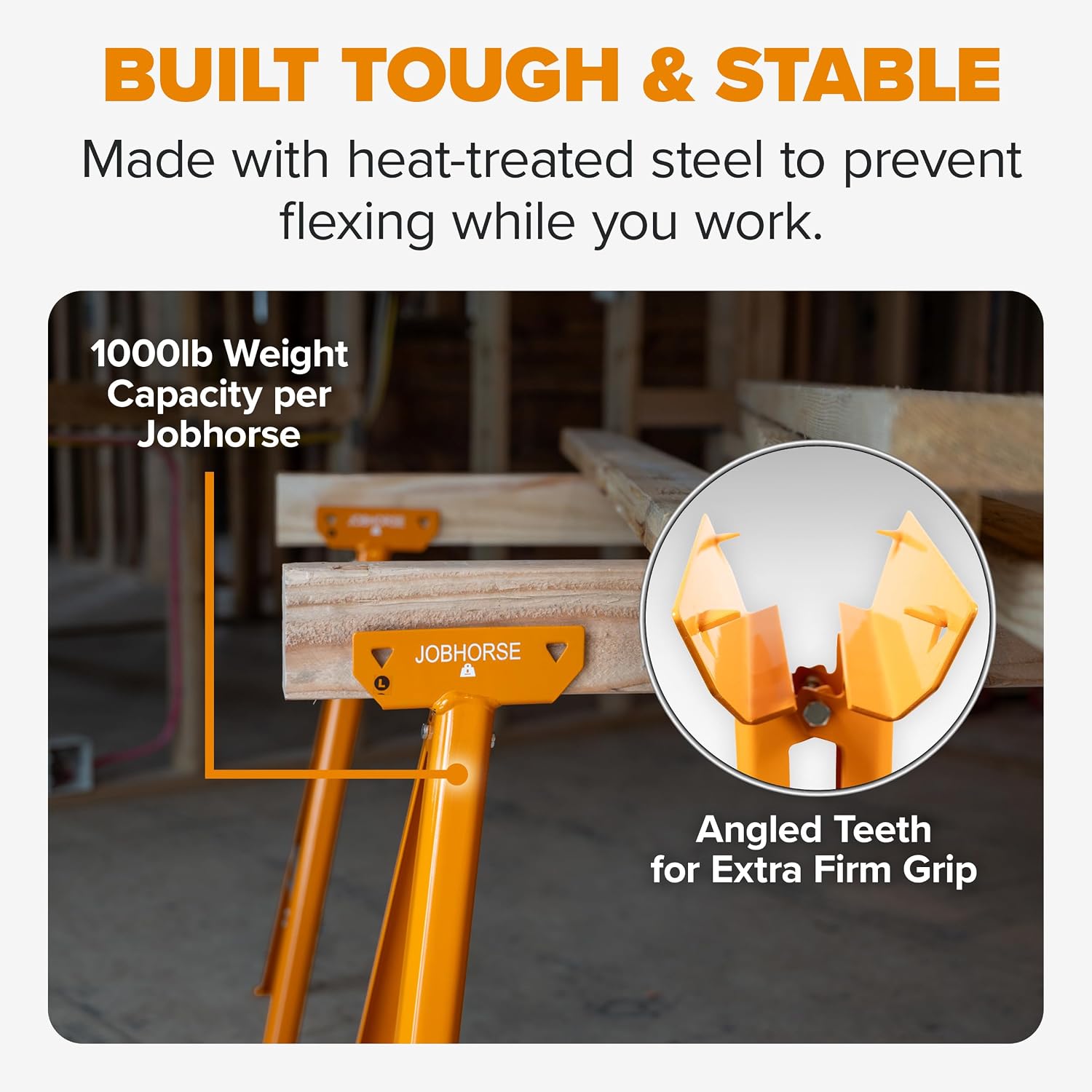 AUCT 19260 - BORA Jobhorse Saw Horse Brackets 2x4, Steel Folding Sawhorse Legs - Image 3