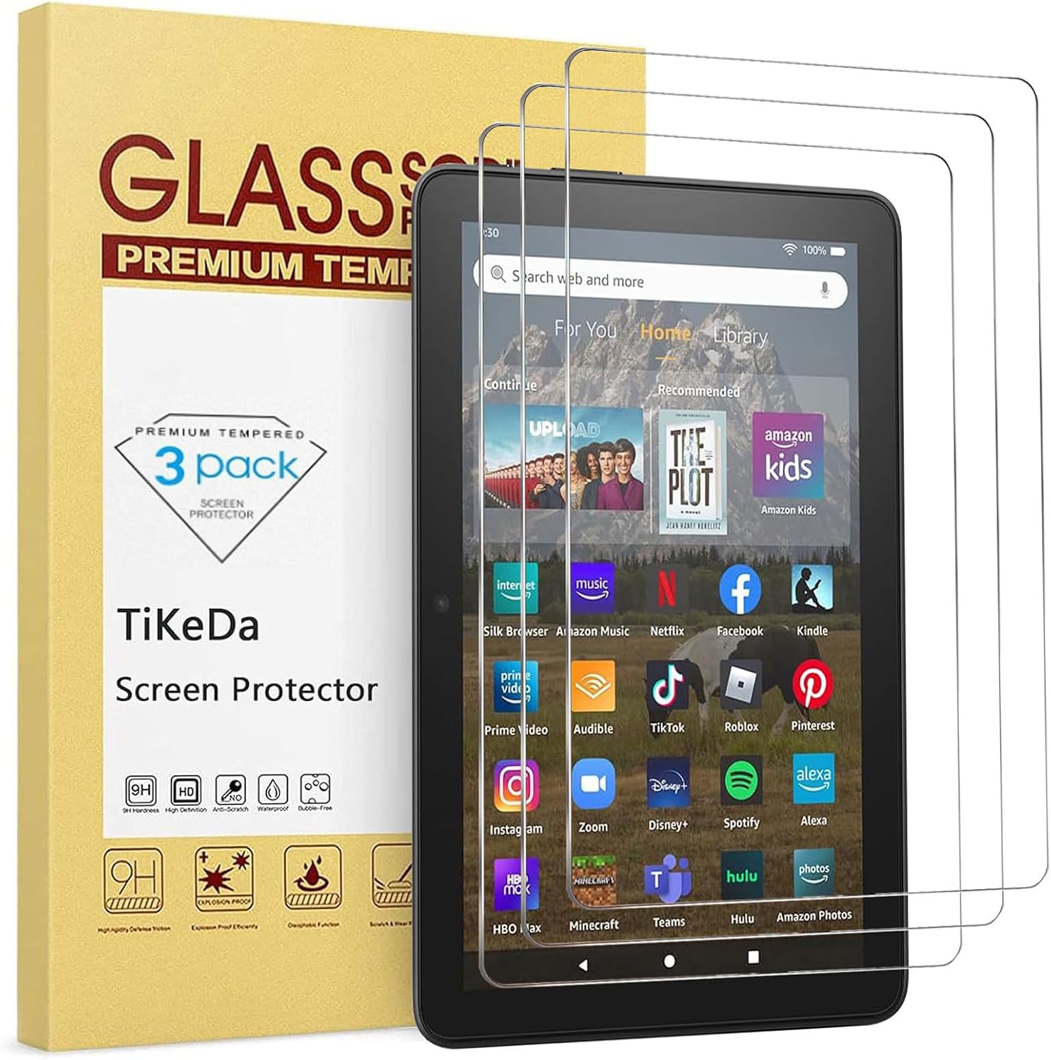 AUCT 19732 - 3 Pack Screen Protector for All-New Fire HD 8/HD8 Plus/Fire HD 8 Kids/Fire HD 8 Kids Pro T